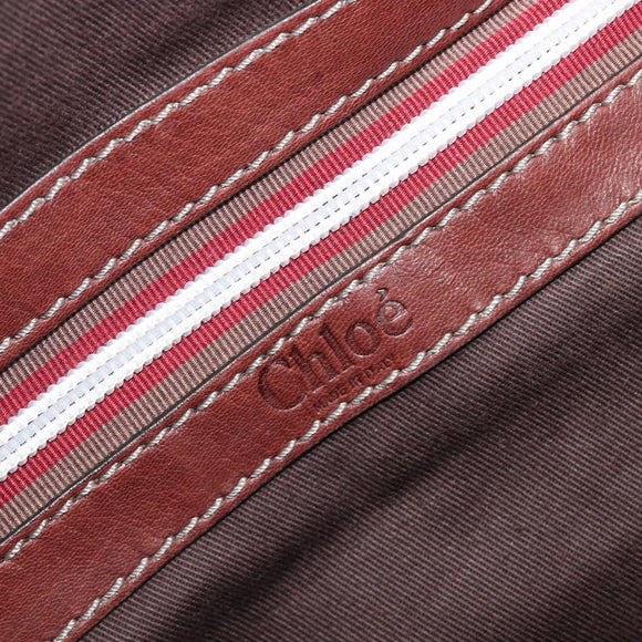 Chloe Patsy Hand Bag Leather Brown Silver Auth am12552A