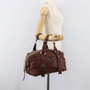 Chloe Patsy Hand Bag Leather Brown Silver Auth am12552A-23