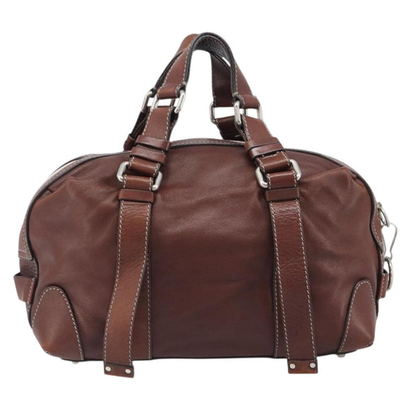Chloe Patsy Hand Bag Leather Brown Silver Auth am12552A