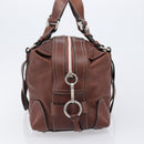 Chloe Patsy Hand Bag Leather Brown Silver Auth am12552A-4