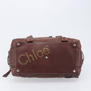 Chloe Patsy Hand Bag Leather Brown Silver Auth am12552A-5