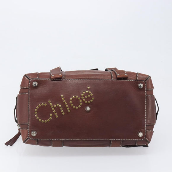 Chloe Patsy Hand Bag Leather Brown Silver Auth am12552A