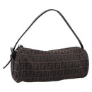 FENDI Zucchino Canvas Accessory Pouch Black Brown Auth am12553V-1