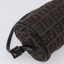 FENDI Zucchino Canvas Accessory Pouch Black Brown Auth am12553V-15