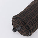 FENDI Zucchino Canvas Accessory Pouch Black Brown Auth am12553V-17