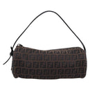 FENDI Zucchino Canvas Accessory Pouch Black Brown Auth am12553V-13