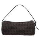 FENDI Zucchino Canvas Accessory Pouch Black Brown Auth am12553V-2