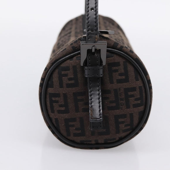 FENDI Zucchino Canvas Accessory Pouch Black Brown Auth am12553V