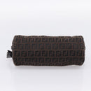 FENDI Zucchino Canvas Accessory Pouch Black Brown Auth am12553V-5
