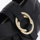 BVLGARI Chandra Hand Bag Leather Black Gold Auth am12554M-15
