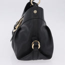 BVLGARI Chandra Hand Bag Leather Black Gold Auth am12554M-4