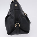 BVLGARI Chandra Hand Bag Leather Black Gold Auth am12554M-5