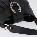 BVLGARI Chandra Hand Bag Leather Black Gold Auth am12554M-6