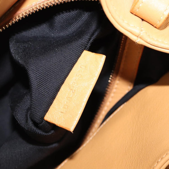 BVLGARI Shoulder Chandra Hand Bag Leather Beige Gold Auth am12555M