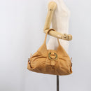 BVLGARI Shoulder Chandra Hand Bag Leather Beige Gold Auth am12555M-26