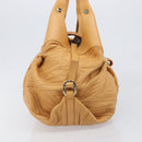 BVLGARI Shoulder Chandra Hand Bag Leather Beige Gold Auth am12555M-5