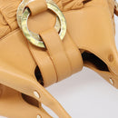 BVLGARI Shoulder Chandra Hand Bag Leather Beige Gold Auth am12555M-6