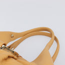 BVLGARI Shoulder Chandra Hand Bag Leather Beige Gold Auth am12555M-8