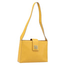 CELINE Turn Lock Shoulder Bag PVC Canvas Yellow Gold Auth am12556V-1