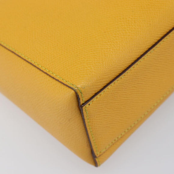 CELINE Turn Lock Shoulder Bag PVC Canvas Yellow Gold Auth am12556V