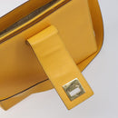 CELINE Turn Lock Shoulder Bag PVC Canvas Yellow Gold Auth am12556V-10