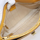 CELINE Turn Lock Shoulder Bag PVC Canvas Yellow Gold Auth am12556V-11