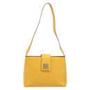 CELINE Turn Lock Shoulder Bag PVC Canvas Yellow Gold Auth am12556V-13
