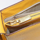 CELINE Turn Lock Shoulder Bag PVC Canvas Yellow Gold Auth am12556V-23