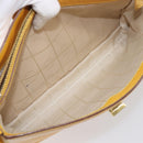 CELINE Turn Lock Shoulder Bag PVC Canvas Yellow Gold Auth am12556V-25
