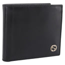 GUCCI Interlocking G Compact Bifold Wallet Leather Black 115219 Auth am12557V-1