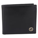 GUCCI Interlocking G Compact Bifold Wallet Leather Black 115219 Auth am12557V-2