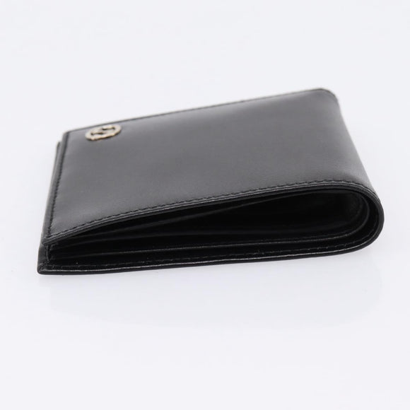 GUCCI Interlocking G Compact Bifold Wallet Leather Black 115219 Auth am12557V