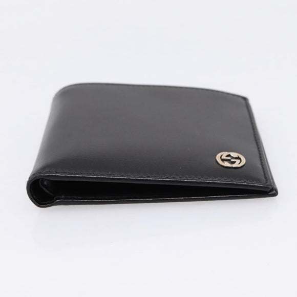 GUCCI Interlocking G Compact Bifold Wallet Leather Black 115219 Auth am12557V