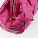 Miu Miu Shoulder Hand Bag Leather Pink Gold Auth am12558A-10