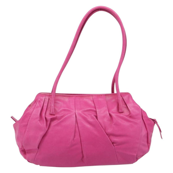 Miu Miu Shoulder Hand Bag Leather Pink Gold Auth am12558A
