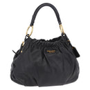 PRADA Shoulder Bag Leather Black Gold Auth am12560V-1
