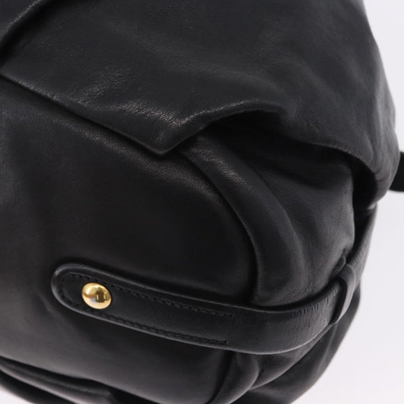 PRADA Shoulder Bag Leather Black Gold Auth am12560V