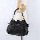 PRADA Shoulder Bag Leather Black Gold Auth am12560V-25