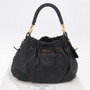 PRADA Shoulder Bag Leather Black Gold Auth am12560V-12