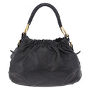 PRADA Shoulder Bag Leather Black Gold Auth am12560V-2