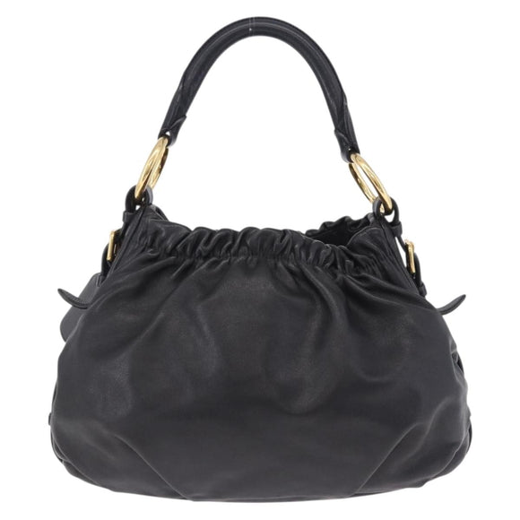 PRADA Shoulder Bag Leather Black Gold Auth am12560V