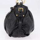PRADA Shoulder Bag Leather Black Gold Auth am12560V-3