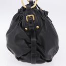 PRADA Shoulder Bag Leather Black Gold Auth am12560V-4