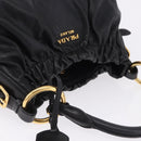 PRADA Shoulder Bag Leather Black Gold Auth am12560V-6