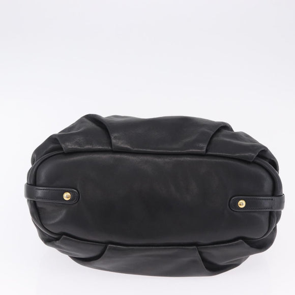 PRADA Shoulder Bag Leather Black Gold Auth am12560V