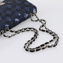 CHANEL Matelasse Double Flap Chain Bag Sequin Navy Silver CC Auth am12561SM-7