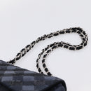 CHANEL Matelasse Double Flap Chain Bag Sequin Navy Silver CC Auth am12561SM-8