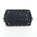 Miu Miu Matelasse Hand Bag Leather 2way Black Gold Auth am12563V-5