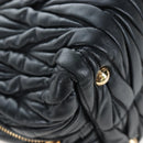 Miu Miu Matelasse Hand Bag Leather 2way Black Gold Auth am12563V-16