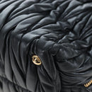 Miu Miu Matelasse Hand Bag Leather 2way Black Gold Auth am12563V-17